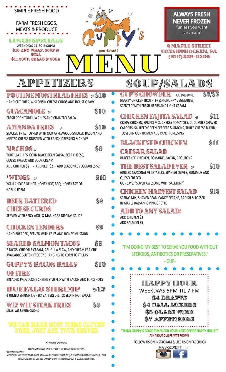 Guppy's Good Times - Conshohocken, PA menu_pic