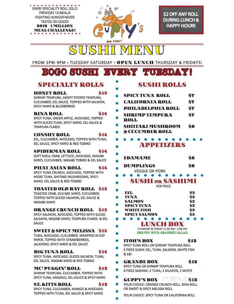 Guppy's Good Times - Conshohocken, PA menu_pic