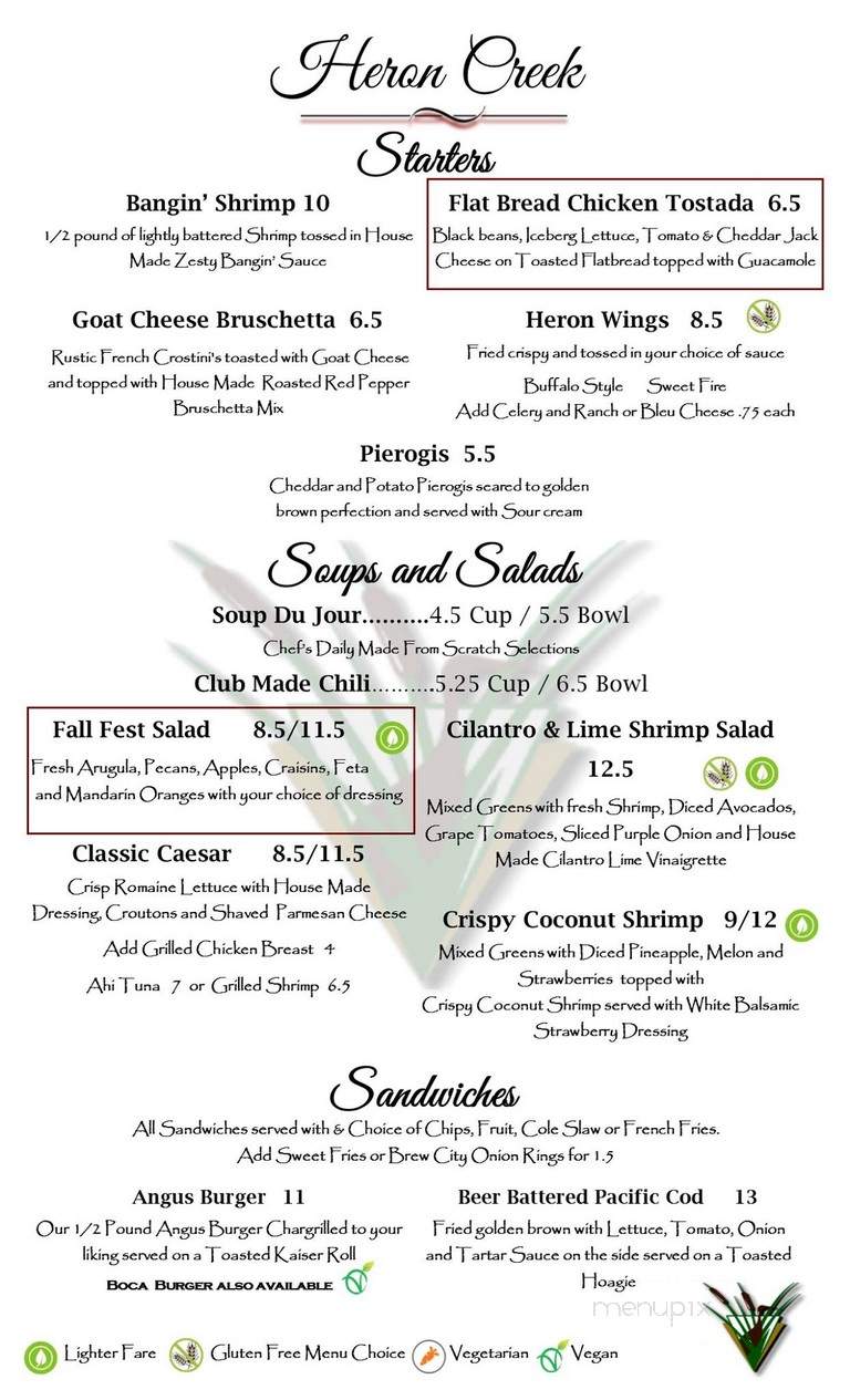 Heron Creek Golf and Country Clb - North Port, FL menu_pic