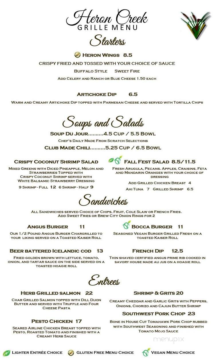 Heron Creek Golf and Country Clb - North Port, FL menu_pic