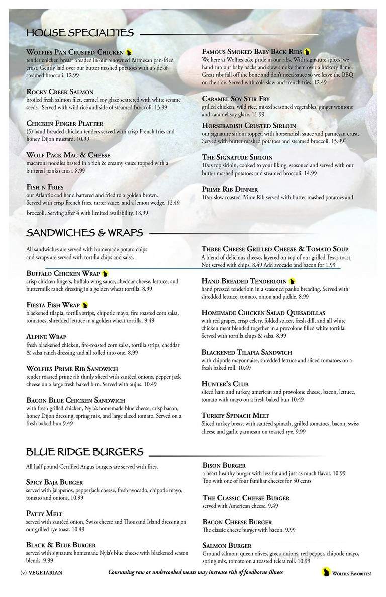 Wolfies Waterfront Grill - Noblesville, IN menu_pic