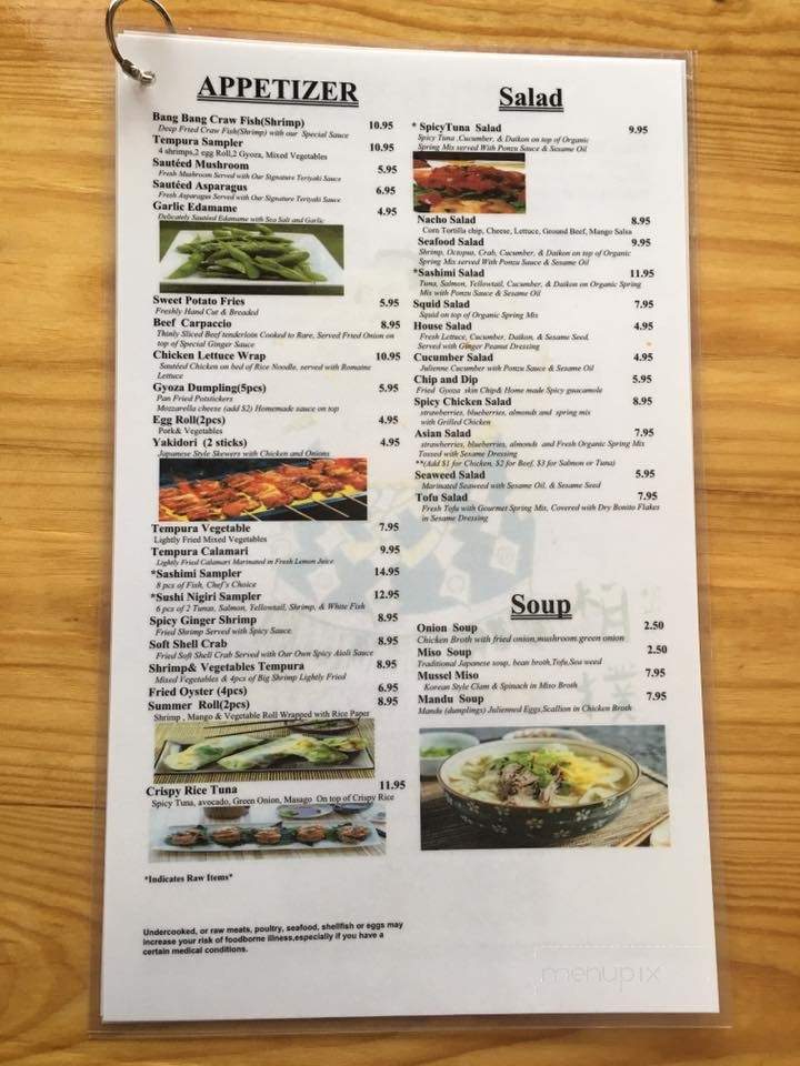 Menu Of Sakura Japanese Steakhouse And Sushi Bar In Bryant Ar 72015