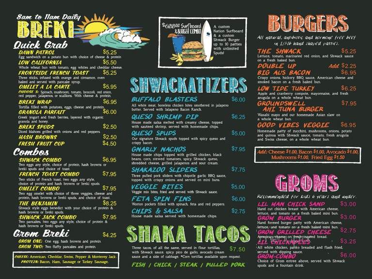 The Shwack Beach Grill - Dana Point, CA menu_pic