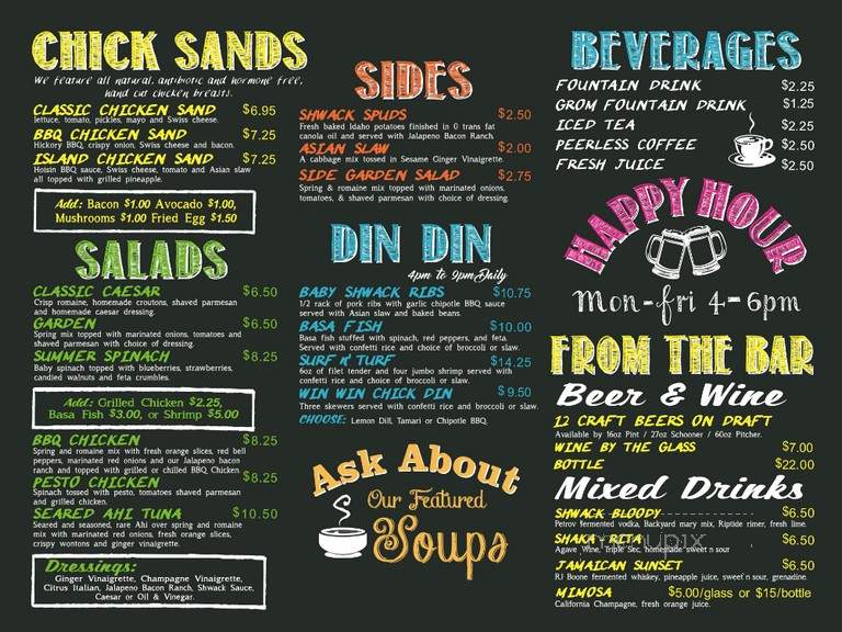 The Shwack Beach Grill - Dana Point, CA menu_pic