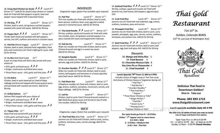 Thai Gold Restaurant - Golden, CO