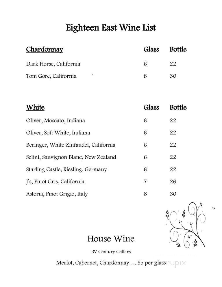 18 East Restaurant - Sebring, FL menu_pic