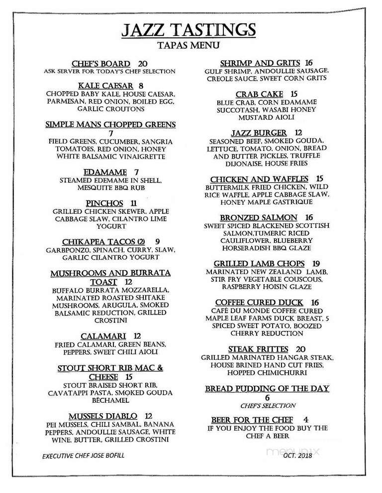 Jazz Tastings - Maitland, FL menu_pic