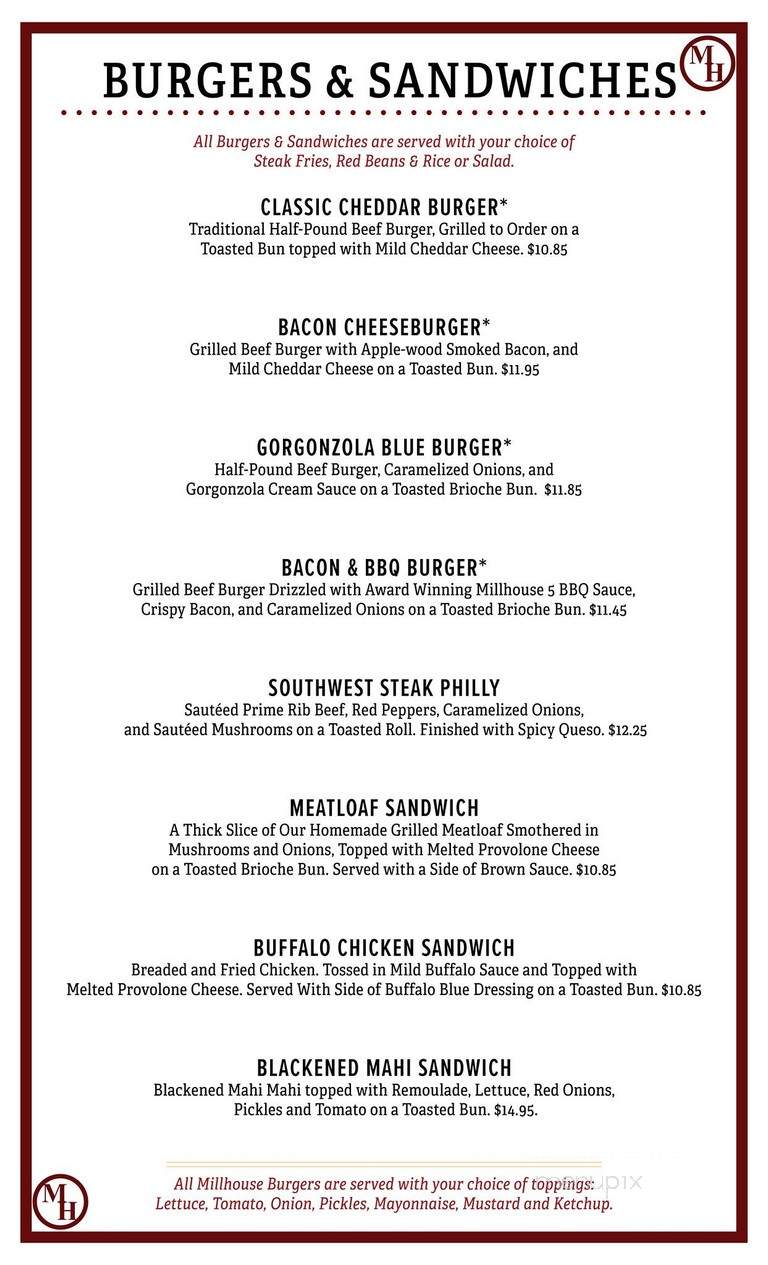 Millhouse Steakhouse - Kingsland, GA menu_pic