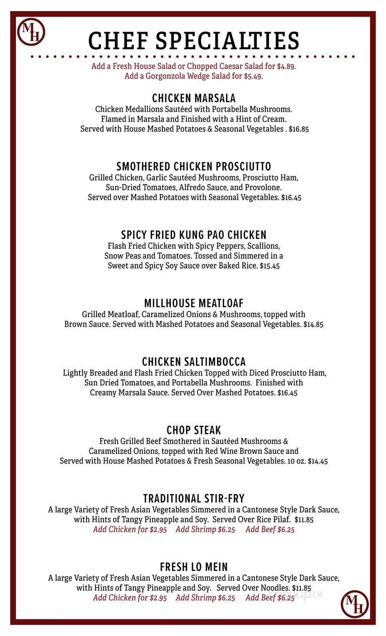 Millhouse Steakhouse - Kingsland, GA menu_pic
