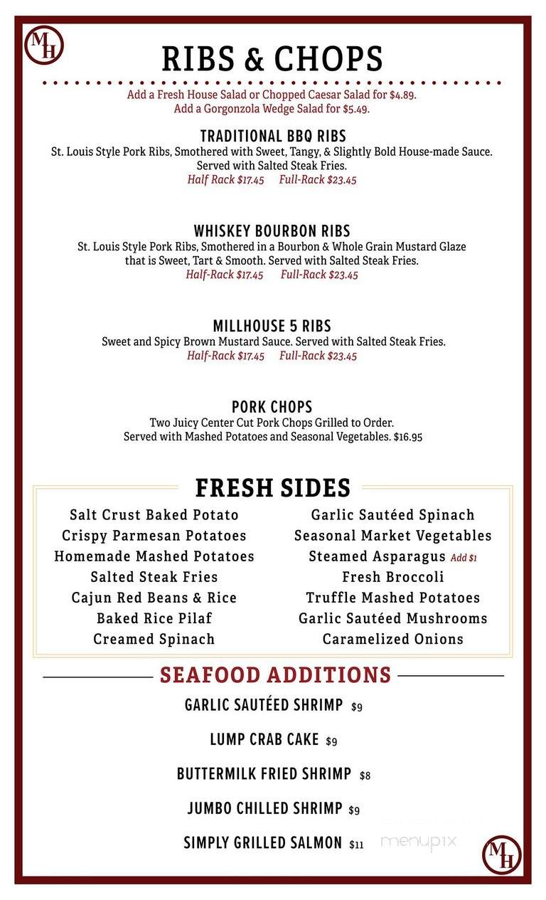 Millhouse Steakhouse - Kingsland, GA menu_pic