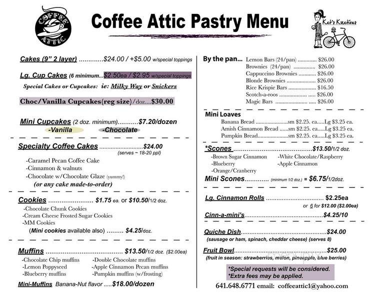 Coffee Attic- Book Cellar - Iowa Falls, IA menu_pic