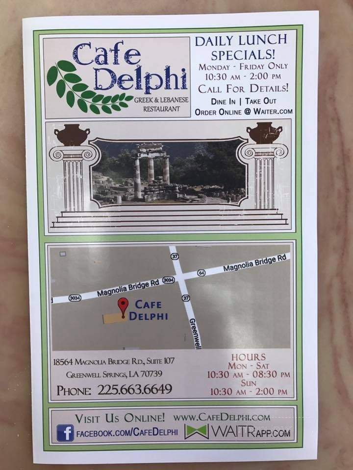 Cafe Delphi - Greenwell Springs, LA menu_pic