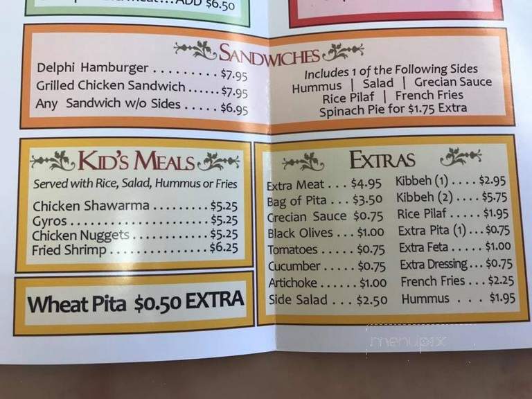 Cafe Delphi - Greenwell Springs, LA menu_pic
