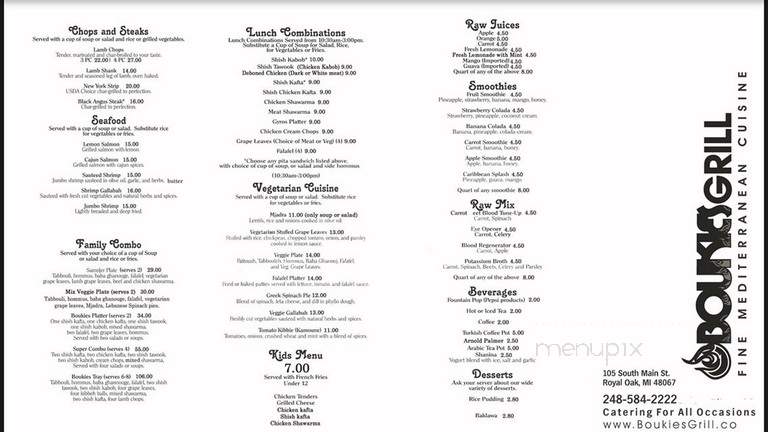 Boukies Grill - Royal Oak, MI menu_pic
