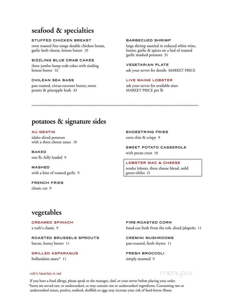 Ruth's Chris Steak House - Grand Rapids, MI menu_pic