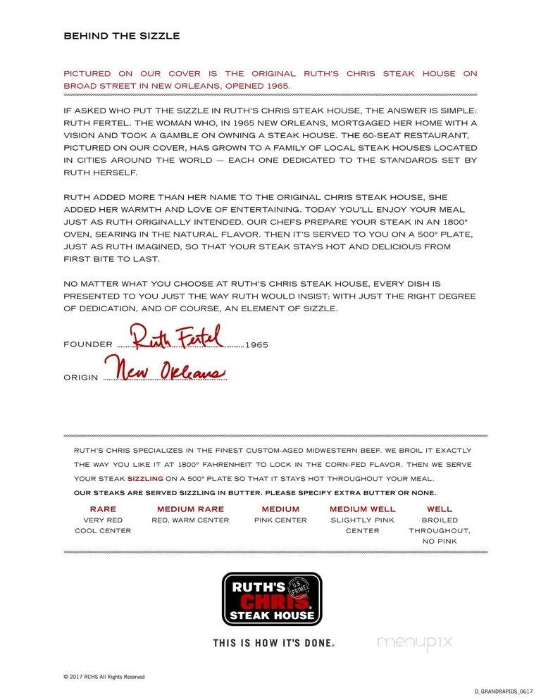 Ruth's Chris Steak House - Grand Rapids, MI menu_pic