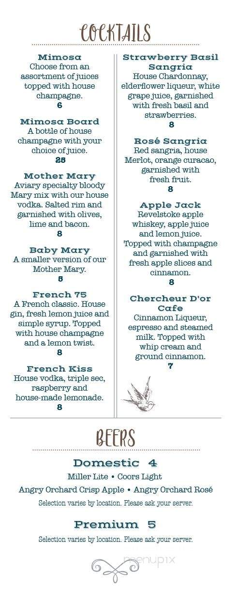 Aviary - Springfield, MO menu_pic