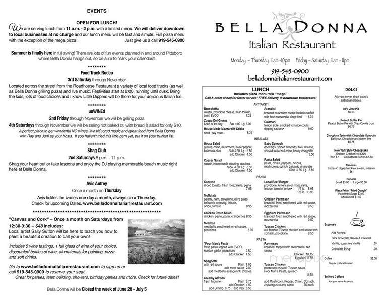 Bella Donna - Pittsboro, NC menu_pic