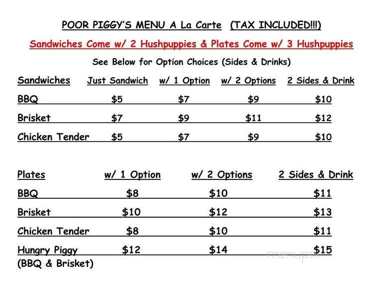 Poor Piggy's BBQ Catering - Wilmington, NC menu_pic