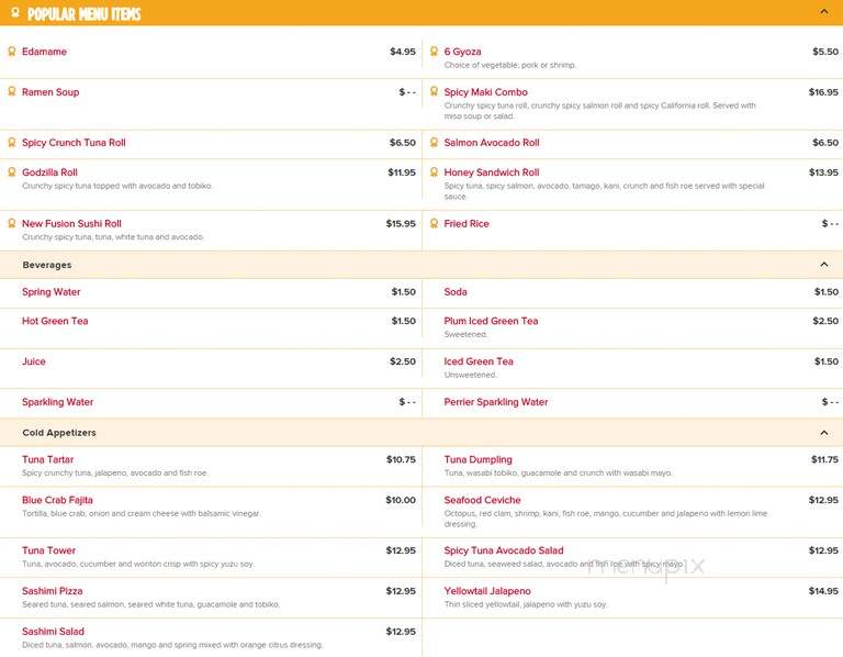 Nana Sushi - New York, NY menu_pic