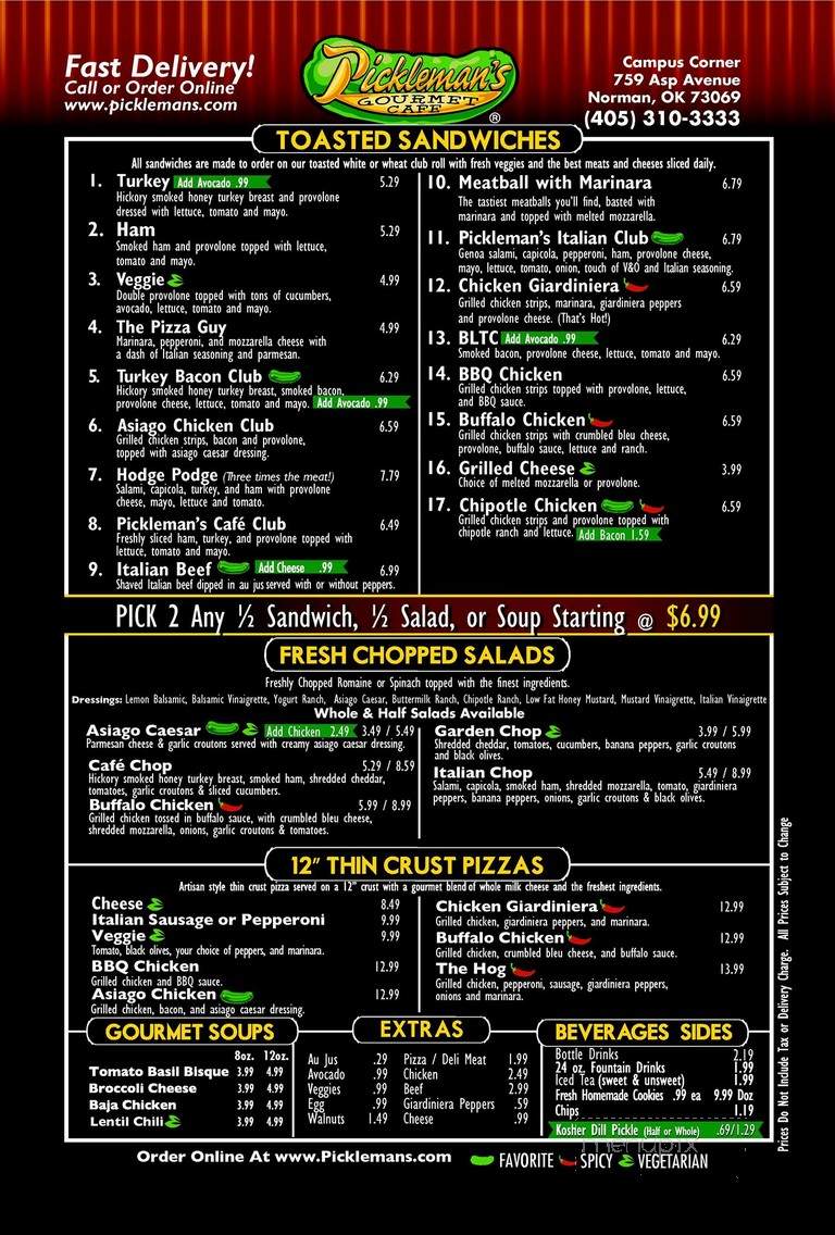 Pickleman's - Norman, OK menu_pic