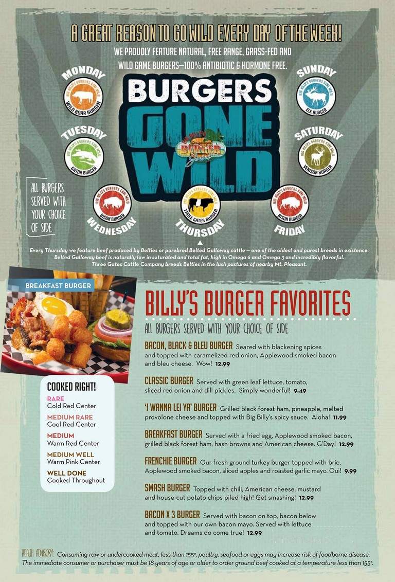 Big Billy's Burger Joint - North Charleston, SC menu_pic