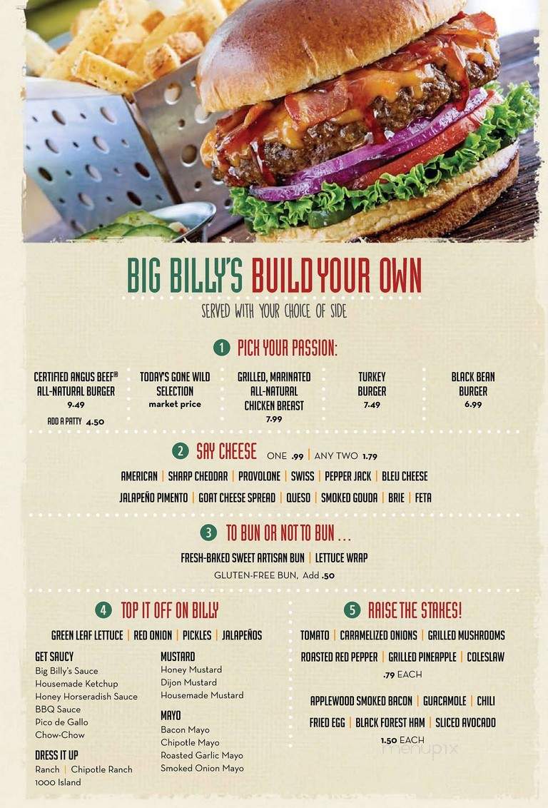 Big Billy's Burger Joint - North Charleston, SC menu_pic