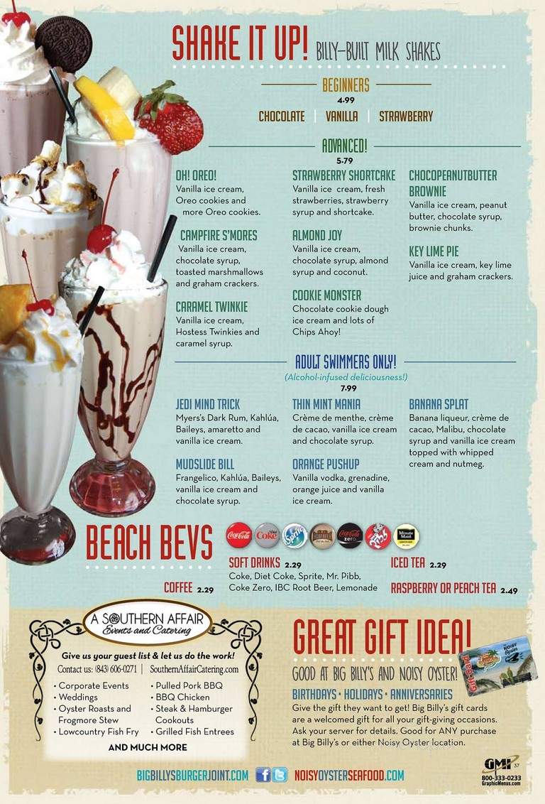 Big Billy's Burger Joint - North Charleston, SC menu_pic