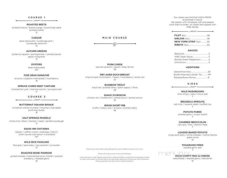 The White Buffalo Club - Jackson, WY menu_pic