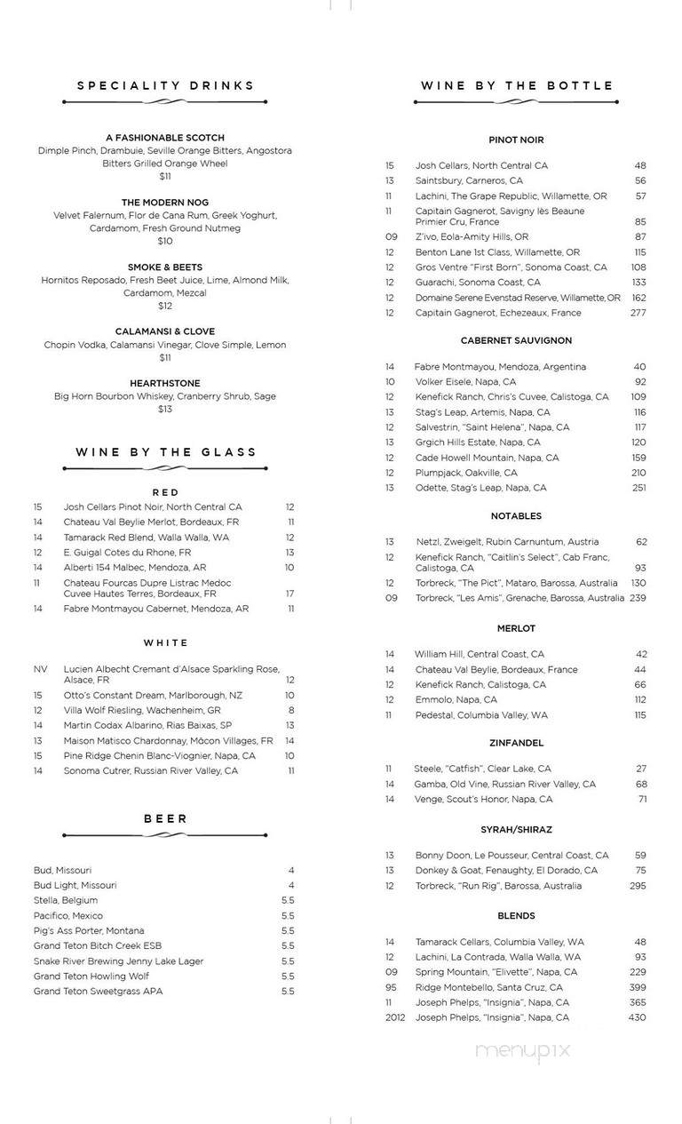 The White Buffalo Club - Jackson, WY menu_pic