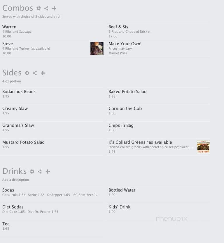 The Rib Cage Barbecue - Hot Springs, AR menu_pic