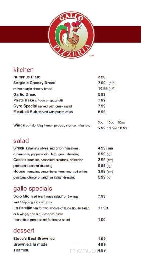 Gallo Pizzeria - San Antonio, TX menu_pic