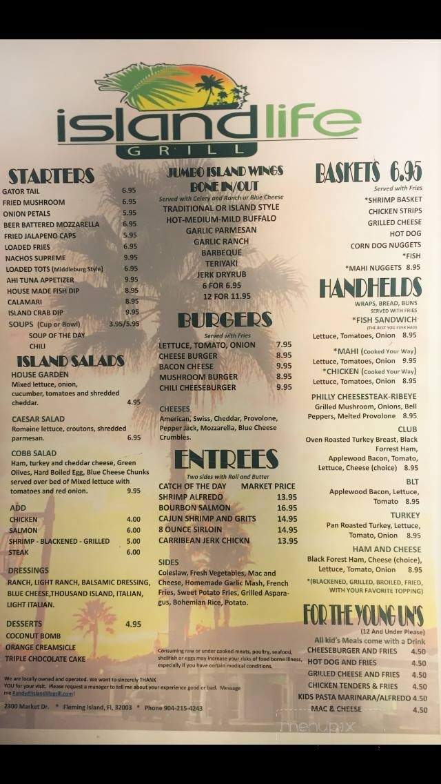 Island Life Grill - Orange Park, FL menu_pic