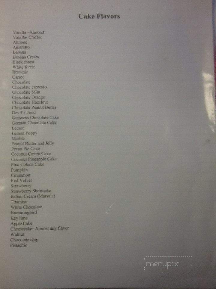 Artistic Confections - Tallahassee, FL menu_pic
