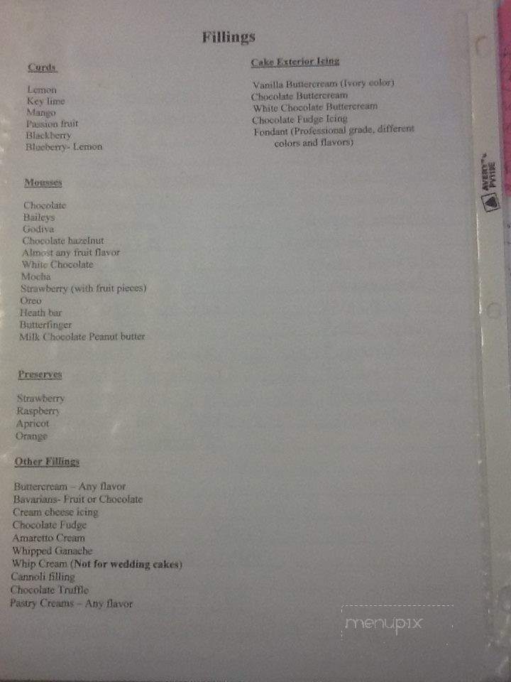Artistic Confections - Tallahassee, FL menu_pic