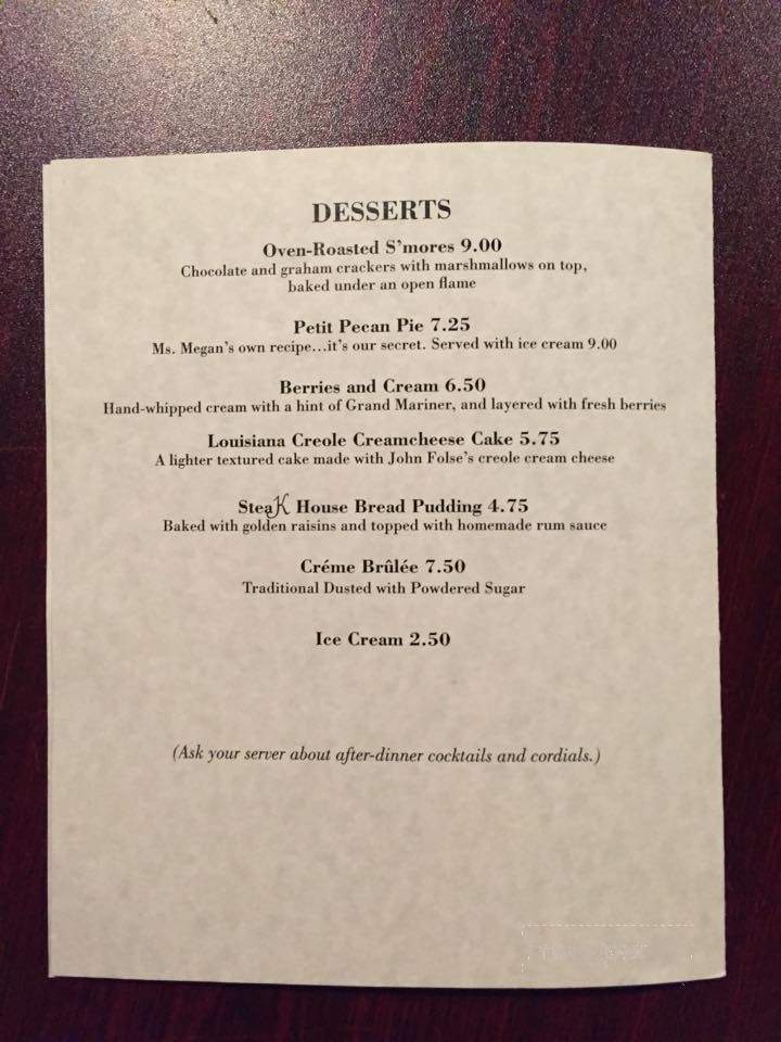 The SteaKhouse - Hammond, LA menu_pic