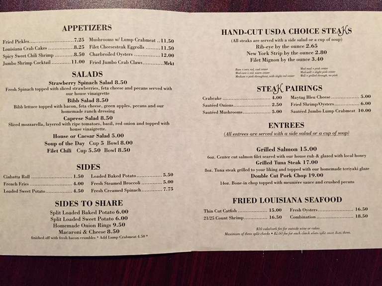 The SteaKhouse - Hammond, LA menu_pic
