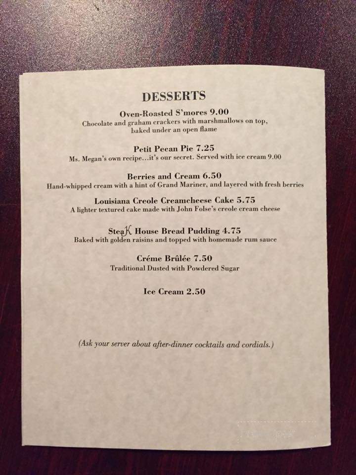 The SteaKhouse - Hammond, LA menu_pic