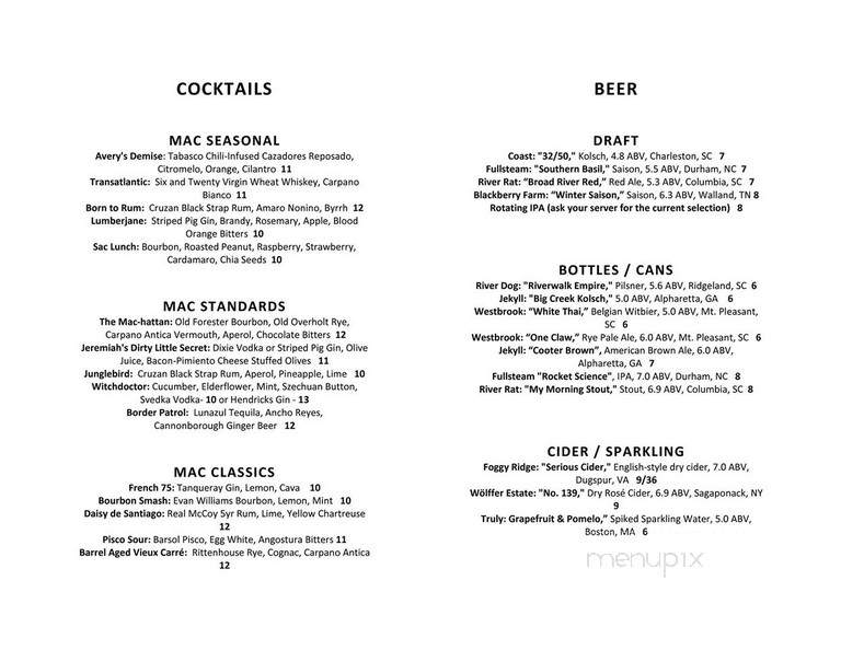 Macintosh - Charleston, SC menu_pic
