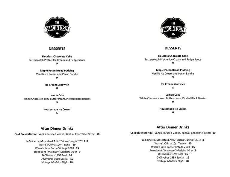 Macintosh - Charleston, SC menu_pic