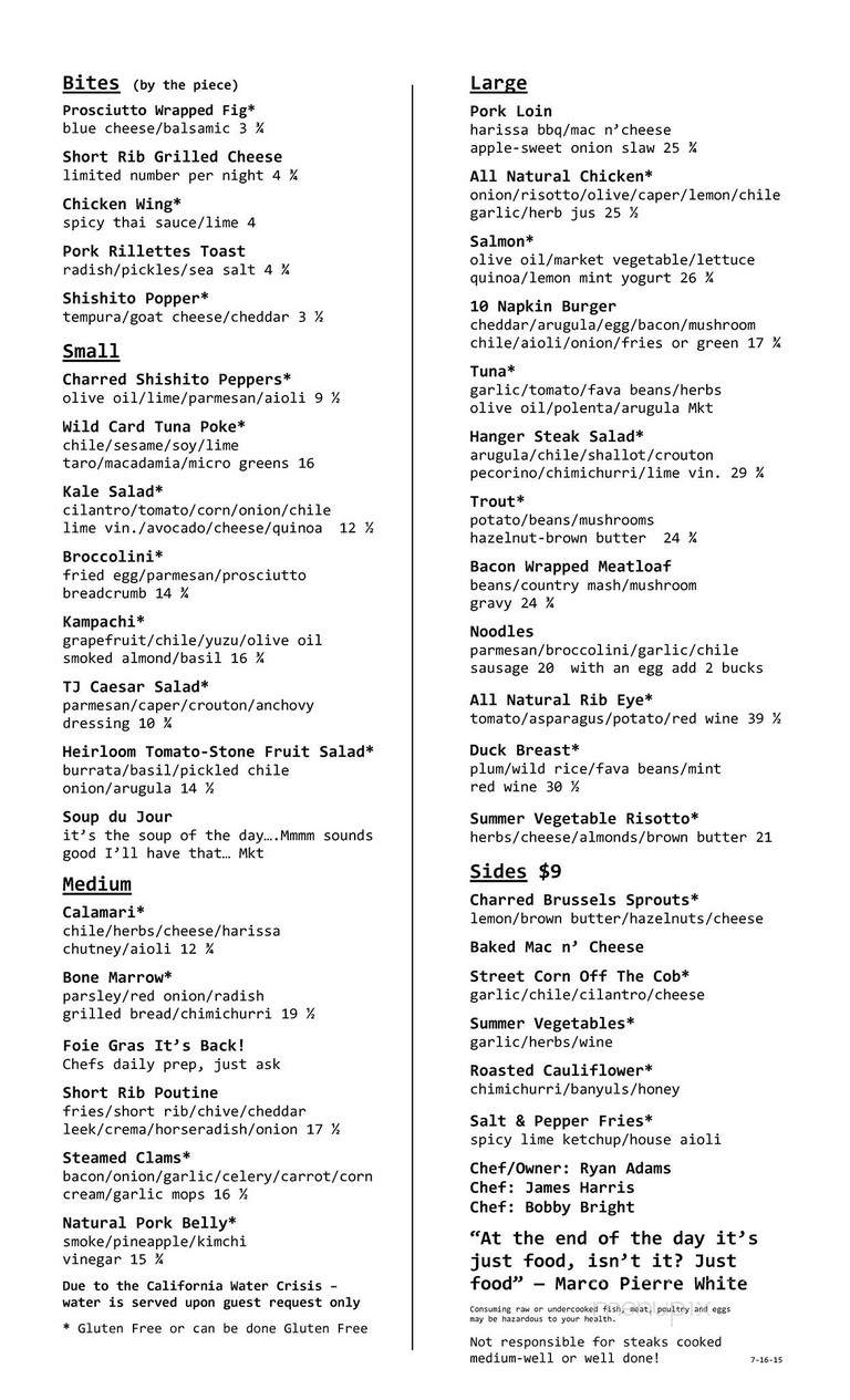 Three Seventy Common: Kitchen + Drink - Laguna Beach, CA menu_pic