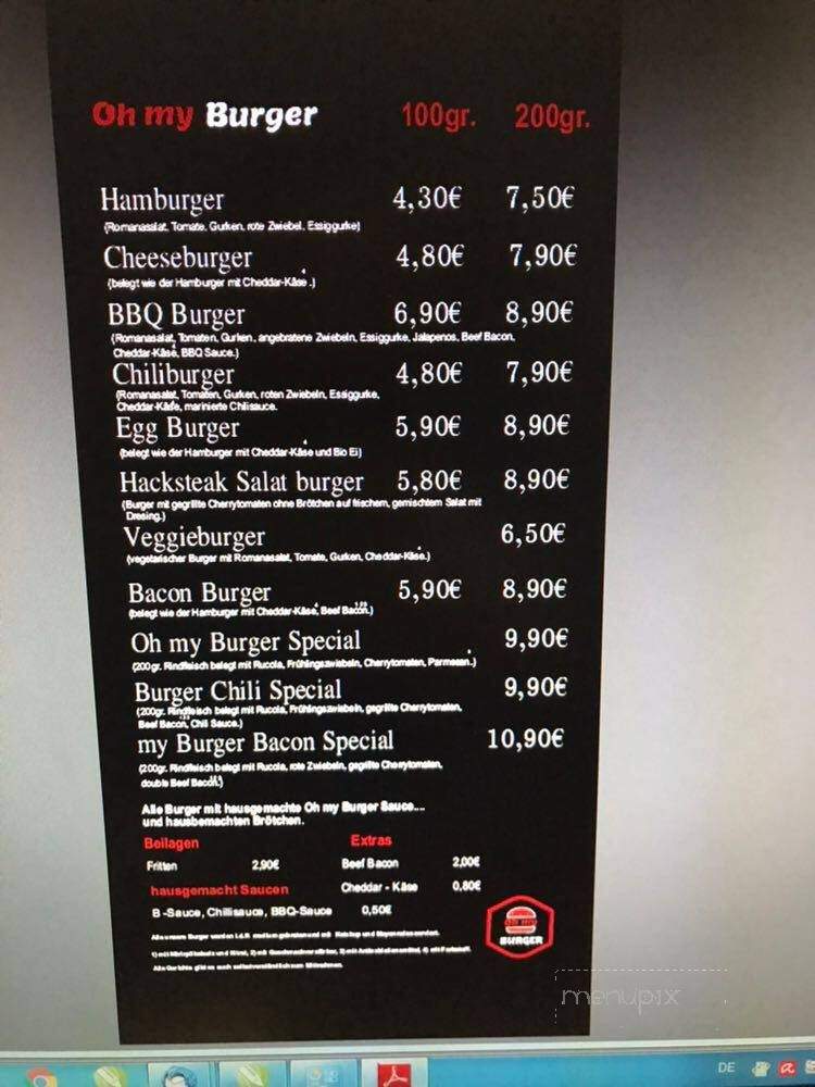 Oh My Burger! - Gardena, CA menu_pic