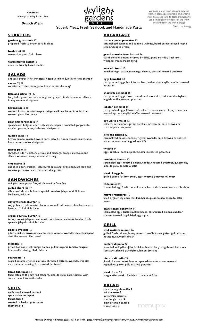 Skylight Gardens - Los Angeles, CA menu_pic