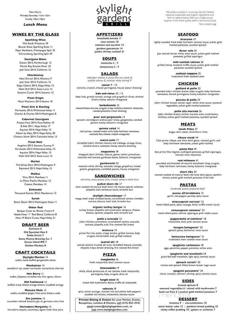 Skylight Gardens - Los Angeles, CA menu_pic