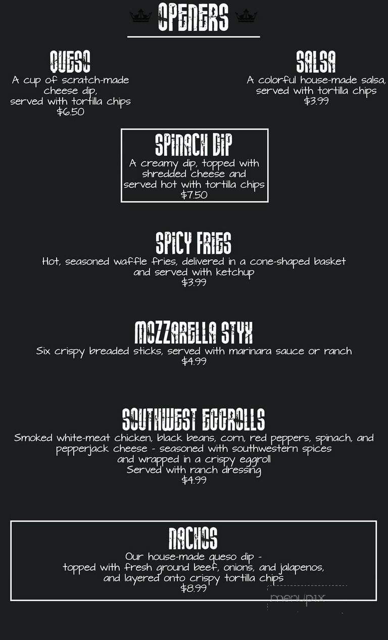 King's Dueling Pianos - Conway, AR menu_pic