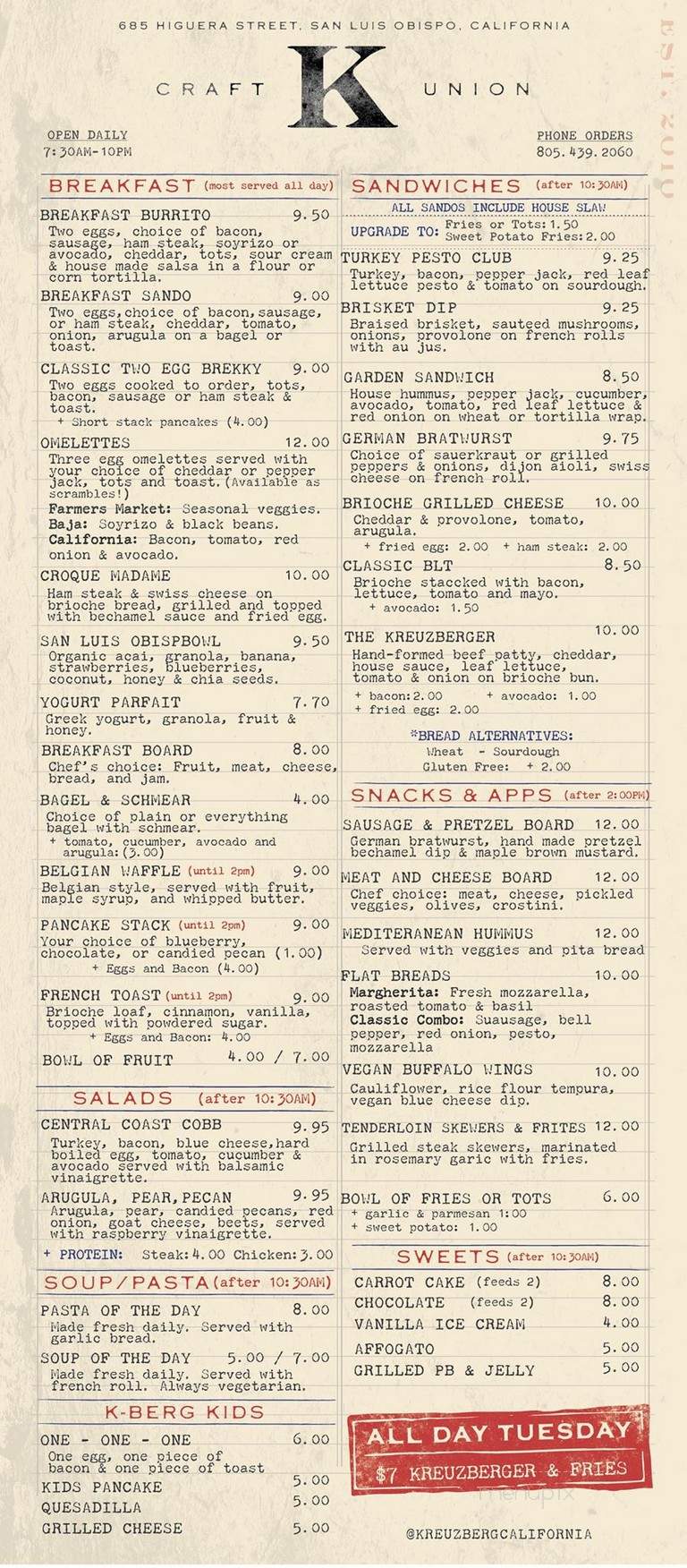 Kreuzberg Ca - San Luis Obispo, CA menu_pic