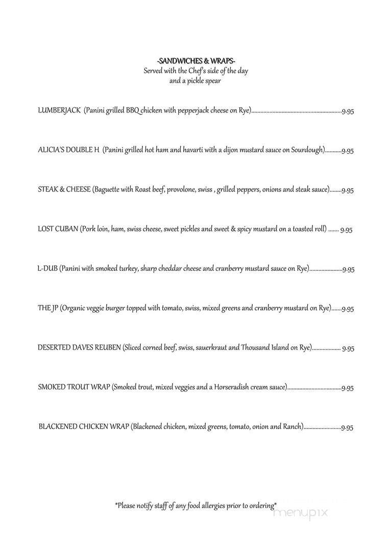 Old Spruce Cafe and Tavern - Snowshoe, WV menu_pic