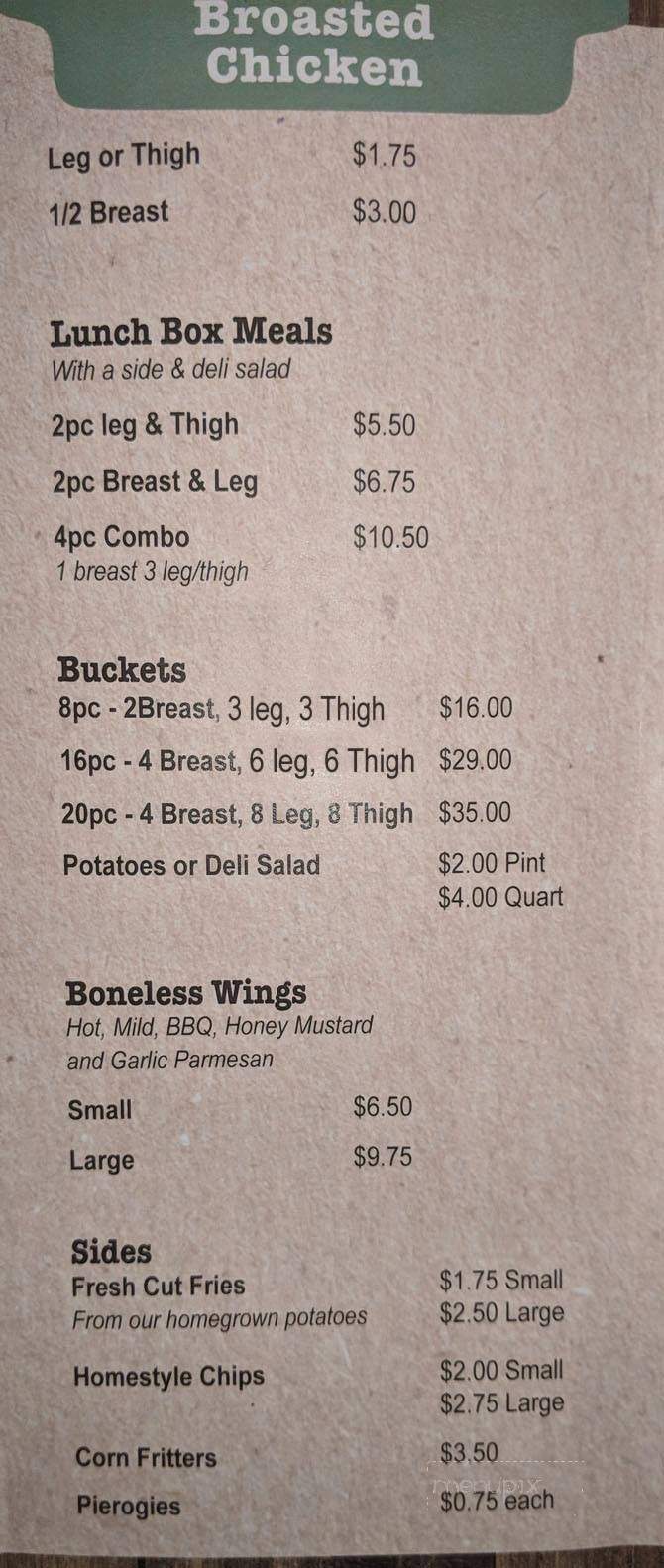 Ponduce Farms - Elysburg, PA menu_pic