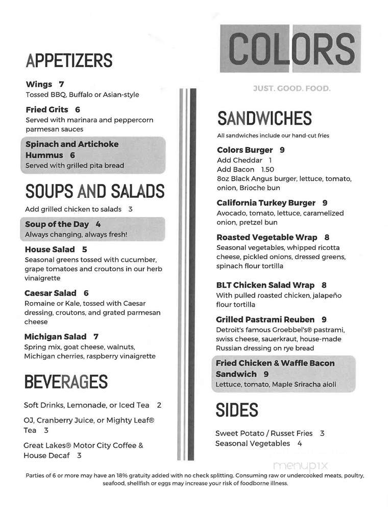 Colors - Detroit, MI menu_pic