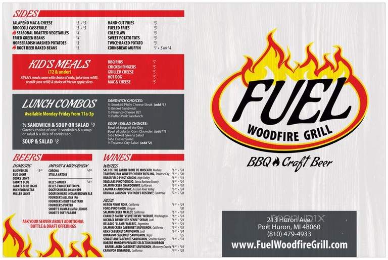 Fuel Woodfire Grill - Port Huron, MI menu_pic